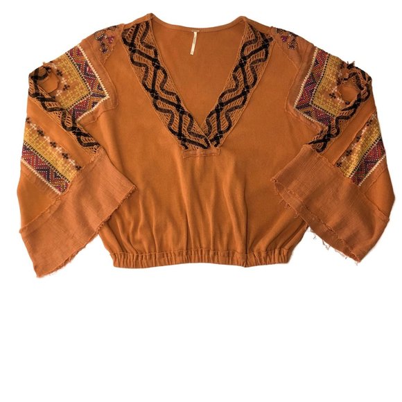 Free People Cross Country Bohemian Top Sienna Size Medium - Picture 4 of 11
